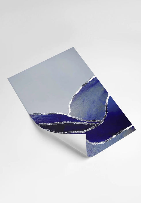 Navy Ocean Real Silver Set Of 2 Posters 50x70cm